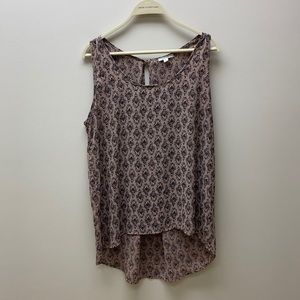 Beige Patterned Flowy Tank Top